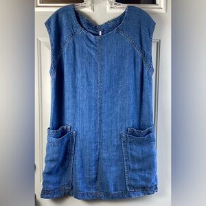 Free People Blue Denim Sleeveless Mini Dress Size Large